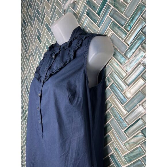 WOMENS Tommy Hilfiger NAVY BLUE SLEEVELESS 100% COTTON POCKETS SHIFT DRESS SZ 2 - Picture 3 of 10